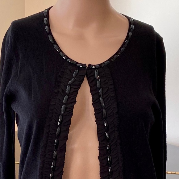 NWT Banana Republic black minimalist cozy classic embellished cardigan/sweater - Picture 1 of 12